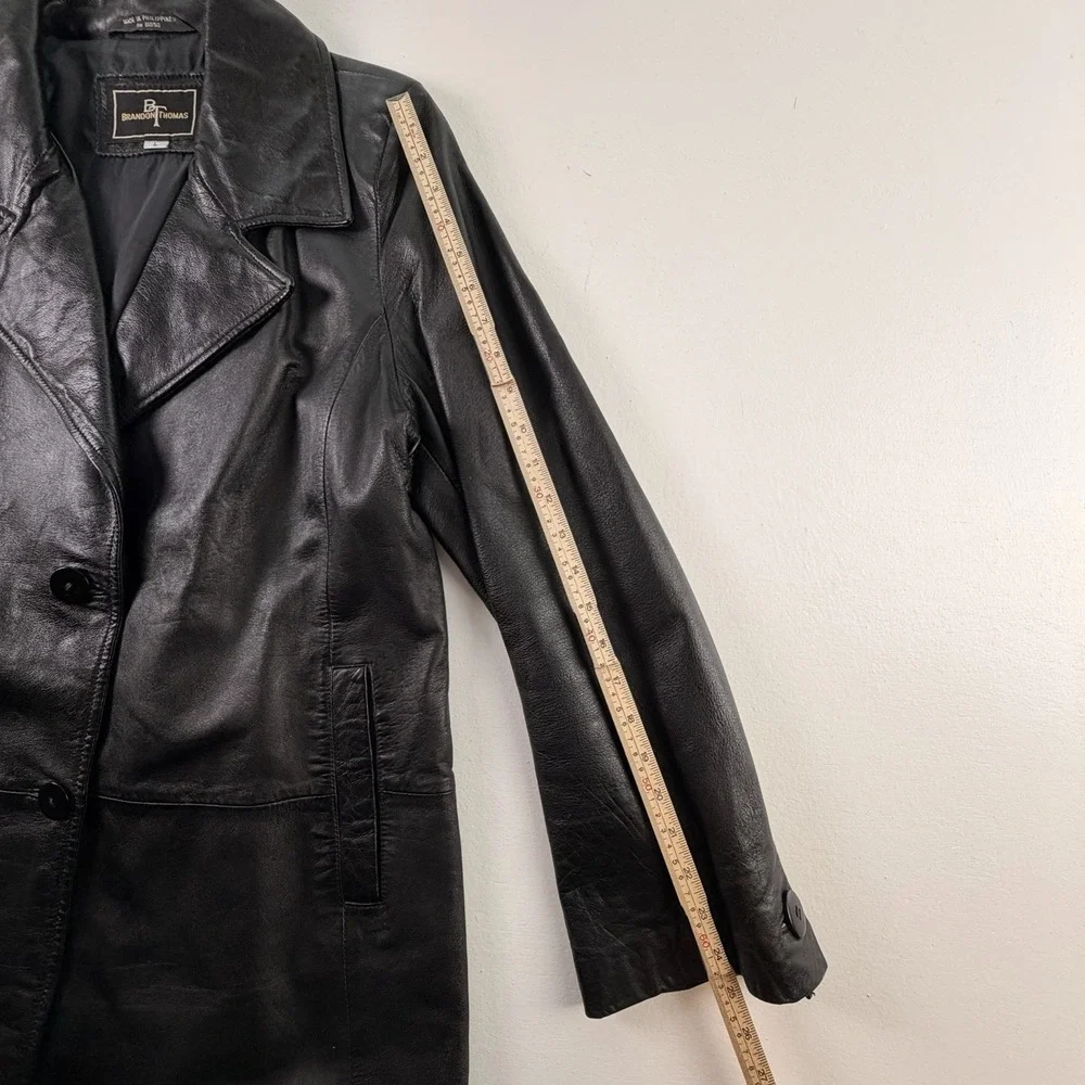 Vintage H&H Leather Black Blazer‎ Mens 42 Genuine Leather 90s Sport Coa